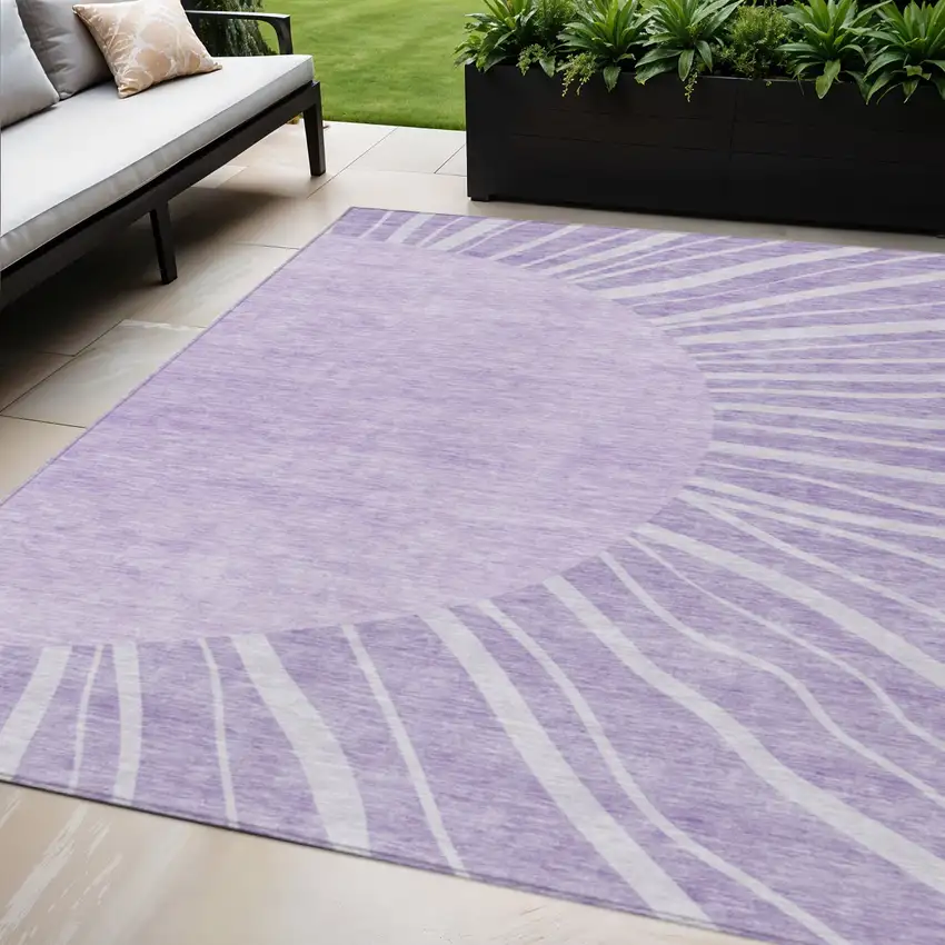 Lavender And Purple Abstract Washable Indoor Outdoor Area Rug Photo 1