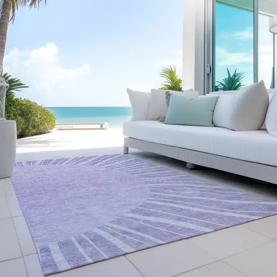 Lavender And Purple Abstract Washable Indoor Outdoor Area Rug Photo 9