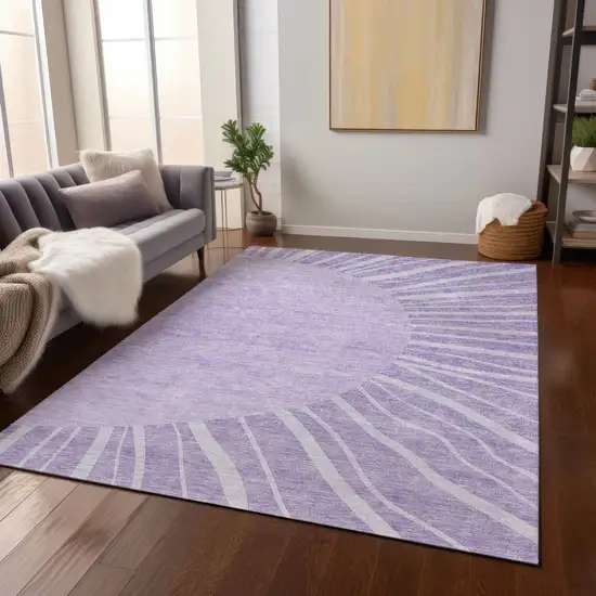 Lavender And Purple Abstract Washable Indoor Outdoor Area Rug Photo 9
