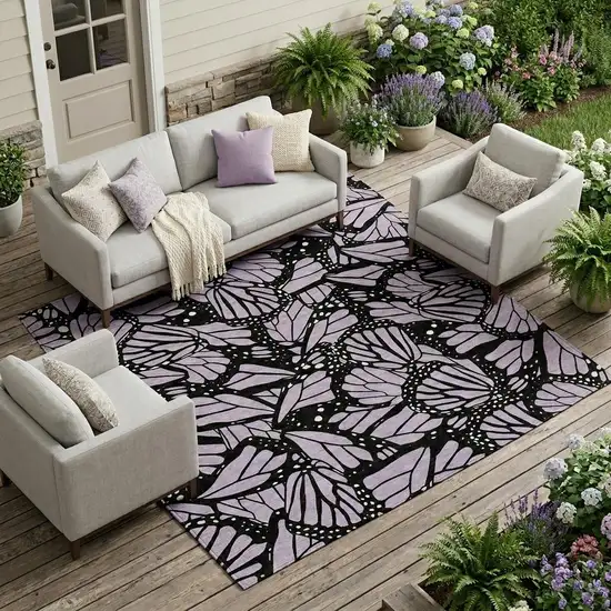 Lavender And Purple Animal Print Washable Indoor Outdoor Area Rug Photo 1