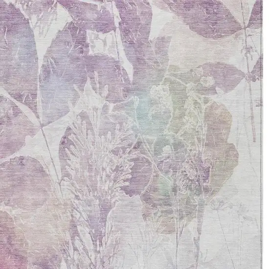 Lavender And Purple Botanical Leaves Washable Indoor Outdoor Area Rug Photo 2
