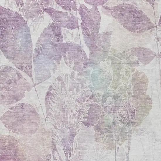 Lavender And Purple Botanical Leaves Washable Indoor Outdoor Area Rug Photo 7