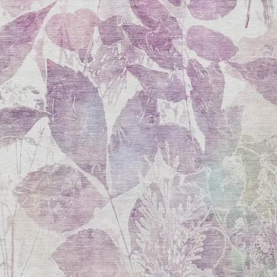 Lavender And Purple Botanical Leaves Washable Indoor Outdoor Area Rug Photo 5