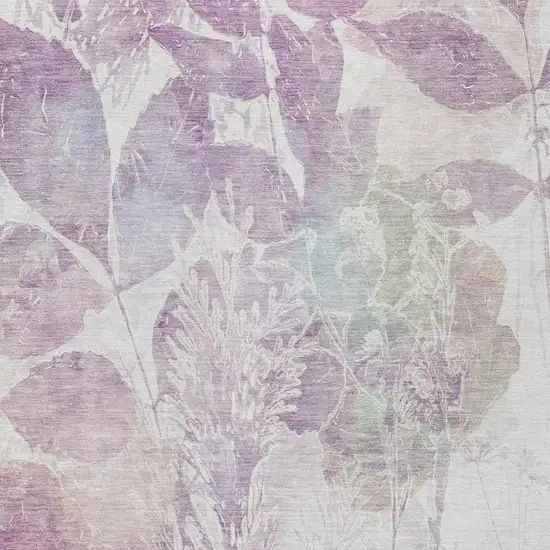 Lavender And Purple Botanical Leaves Washable Indoor Outdoor Area Rug Photo 4