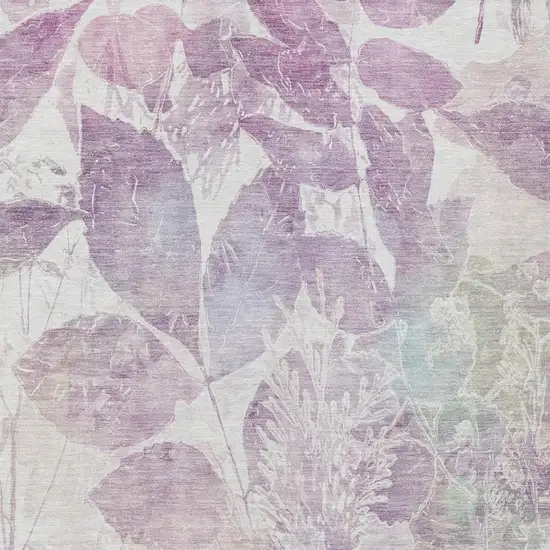 Lavender And Purple Botanical Leaves Washable Indoor Outdoor Area Rug Photo 9