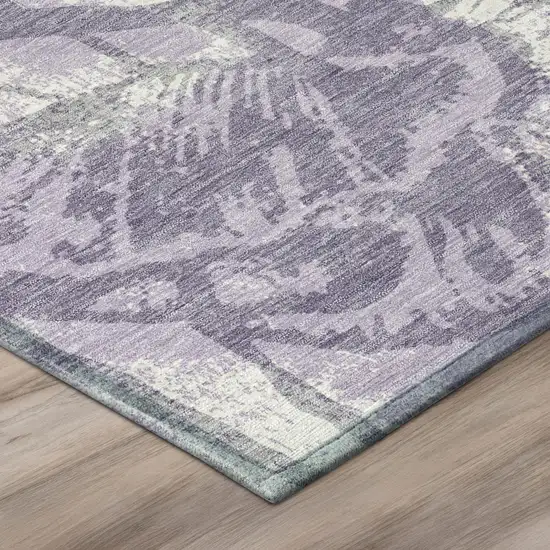 Lavender And Purple Floral Washable Indoor Outdoor Area Rug Photo 4