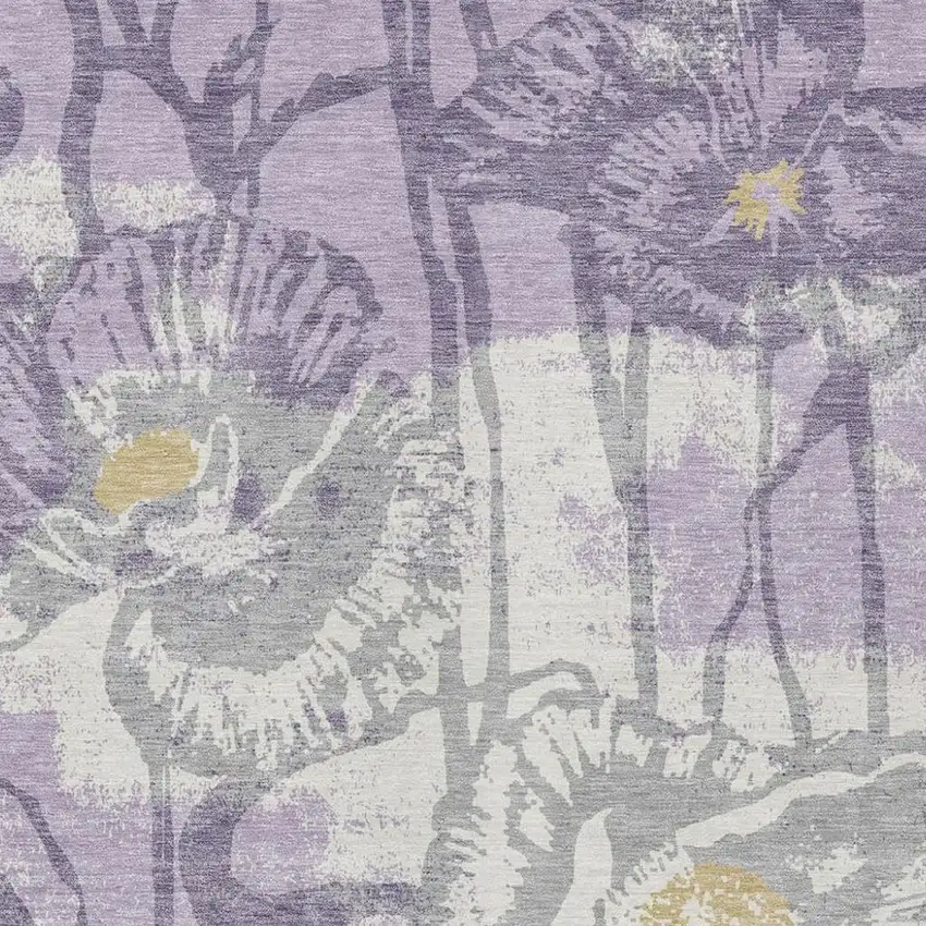 Lavender And Purple Floral Washable Indoor Outdoor Area Rug Photo 2