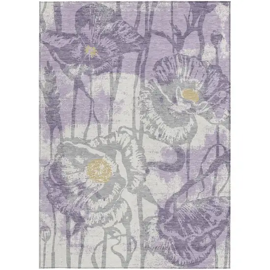 Lavender And Purple Floral Washable Indoor Outdoor Area Rug Photo 3