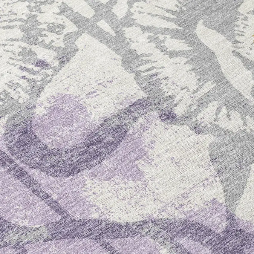 Lavender And Purple Floral Washable Indoor Outdoor Area Rug Photo 5