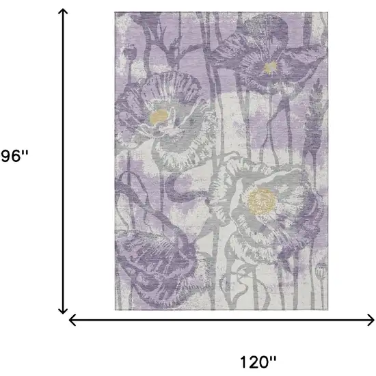 Lavender And Purple Floral Washable Indoor Outdoor Area Rug Photo 6