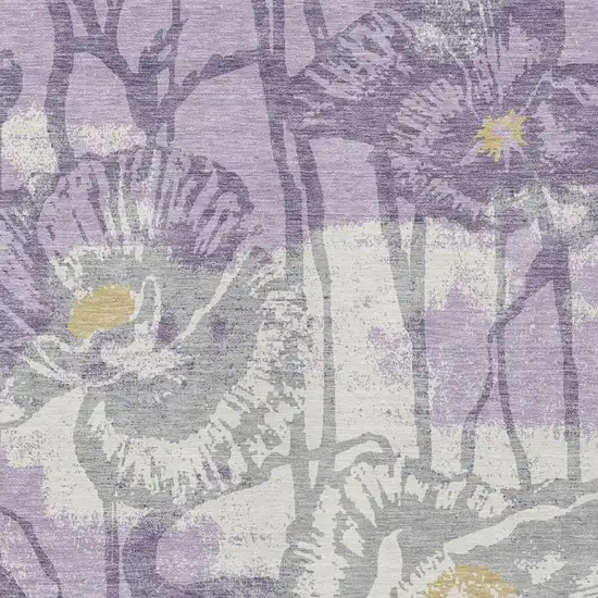 Lavender And Purple Floral Washable Indoor Outdoor Area Rug Photo 2