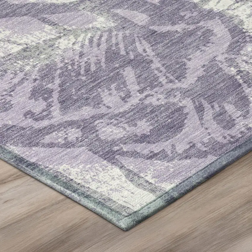 Lavender And Purple Floral Washable Indoor Outdoor Area Rug Photo 4