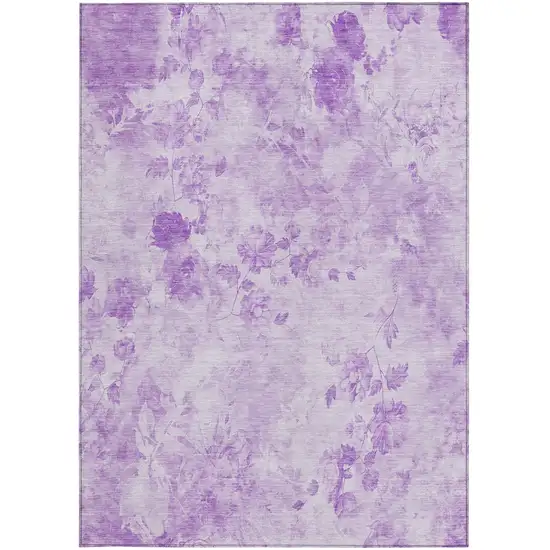 Lavender And Purple Floral Washable Indoor Outdoor Area Rug Photo 5