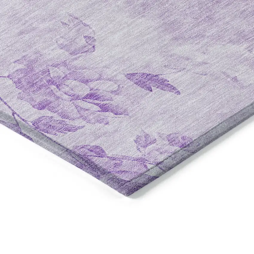 Lavender And Purple Floral Washable Indoor Outdoor Area Rug Photo 3