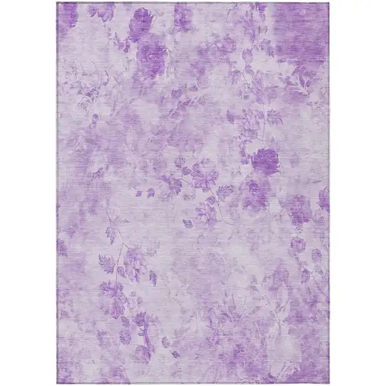 Lavender And Purple Floral Washable Indoor Outdoor Area Rug Photo 1