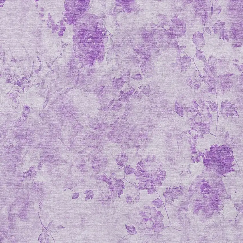Lavender And Purple Floral Washable Indoor Outdoor Area Rug Photo 4