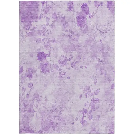 Lavender And Purple Floral Washable Indoor Outdoor Area Rug Photo 5