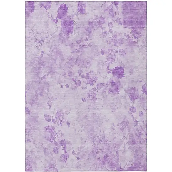 Lavender And Purple Floral Washable Indoor Outdoor Area Rug Photo 1