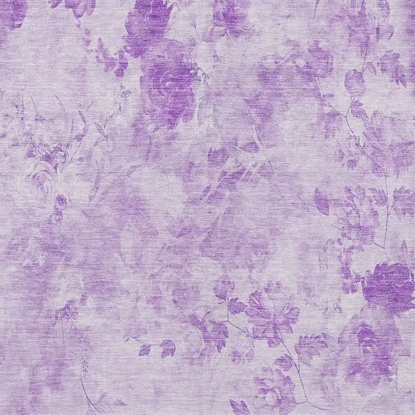 Lavender And Purple Floral Washable Indoor Outdoor Area Rug Photo 4