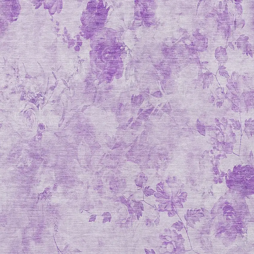 Lavender And Purple Floral Washable Indoor Outdoor Area Rug Photo 5