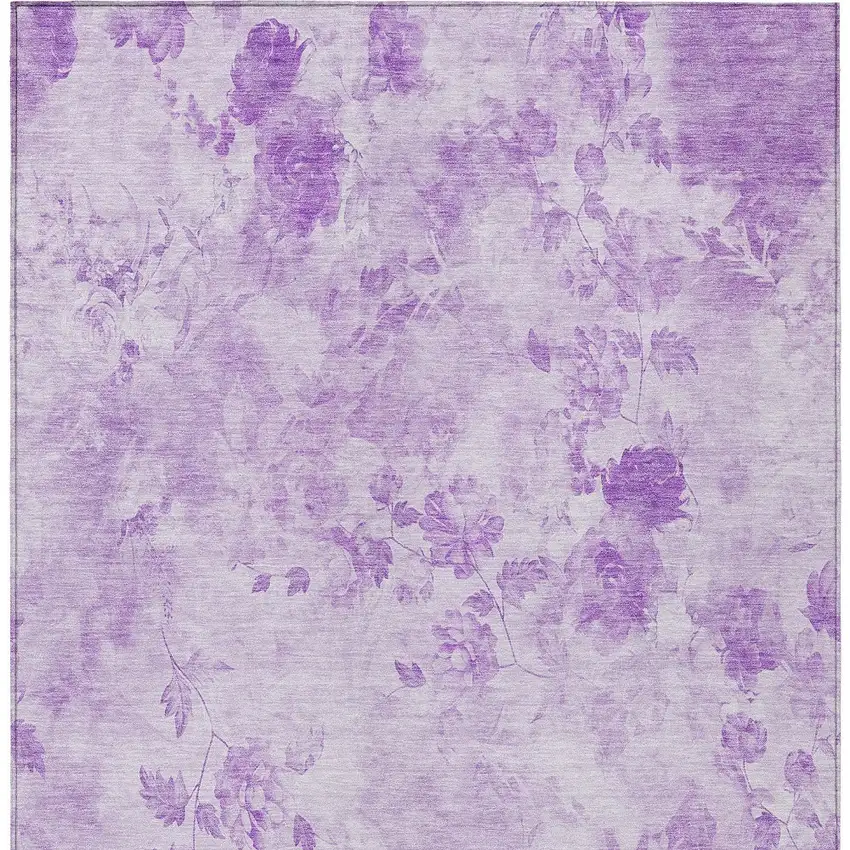 Lavender And Purple Floral Washable Indoor Outdoor Area Rug Photo 5