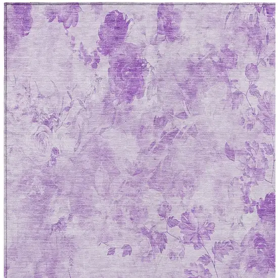 Lavender And Purple Floral Washable Indoor Outdoor Area Rug Photo 5