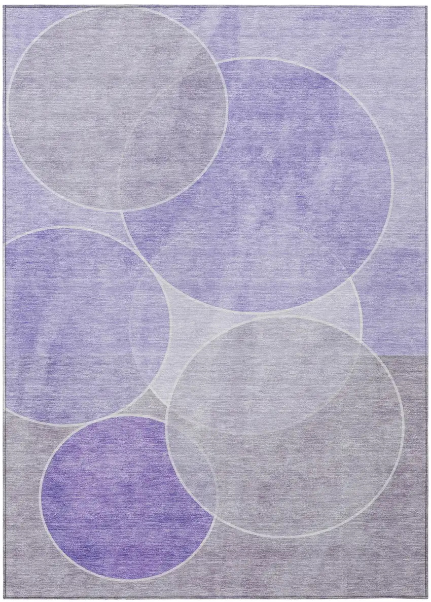 Lavender And Purple Geometric Washable Indoor Outdoor Area Rug Photo 2