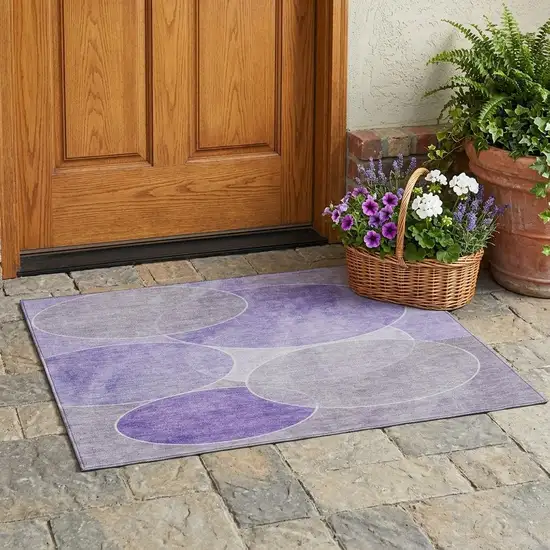 Lavender And Purple Geometric Washable Indoor Outdoor Area Rug Photo 1