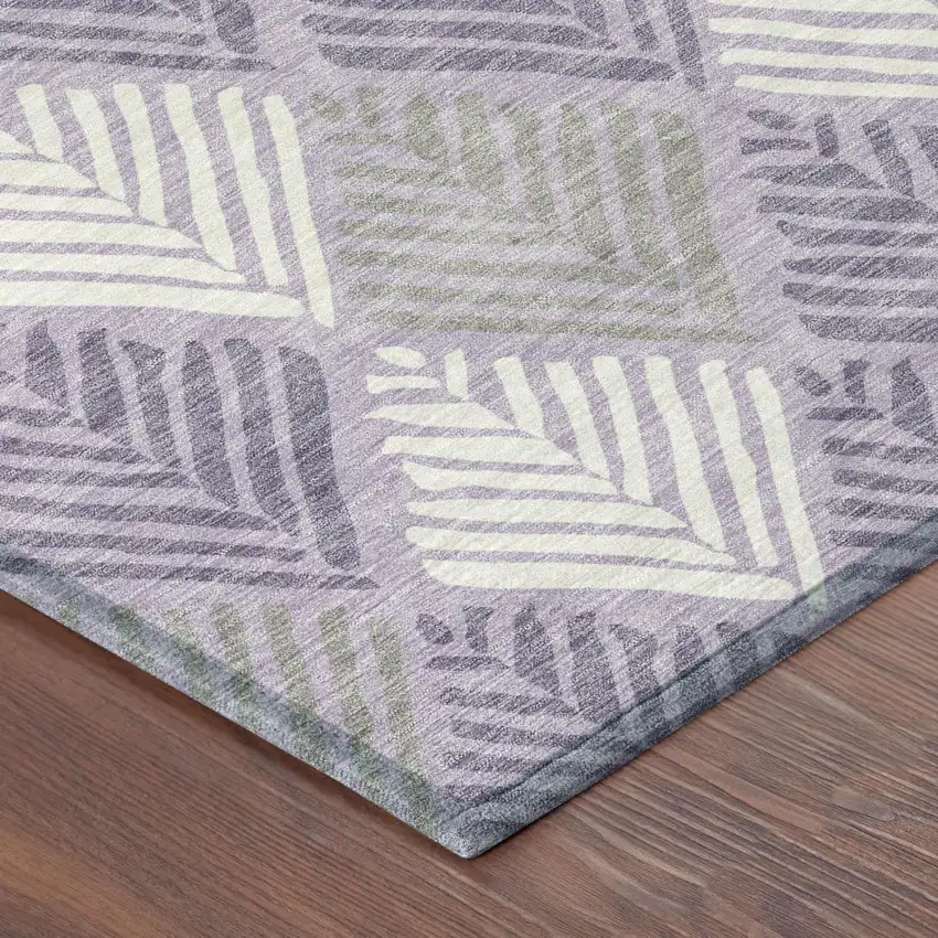 Lavender And Purple Geometric Washable Indoor Outdoor Area Rug Photo 3