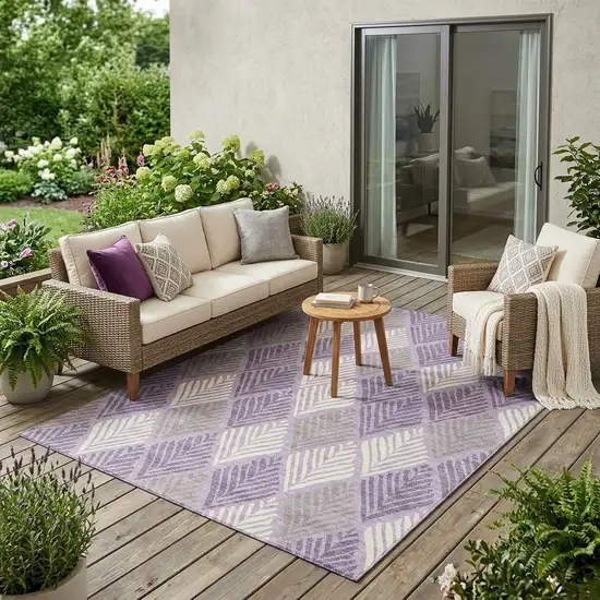 Lavender And Purple Geometric Washable Indoor Outdoor Area Rug Photo 1
