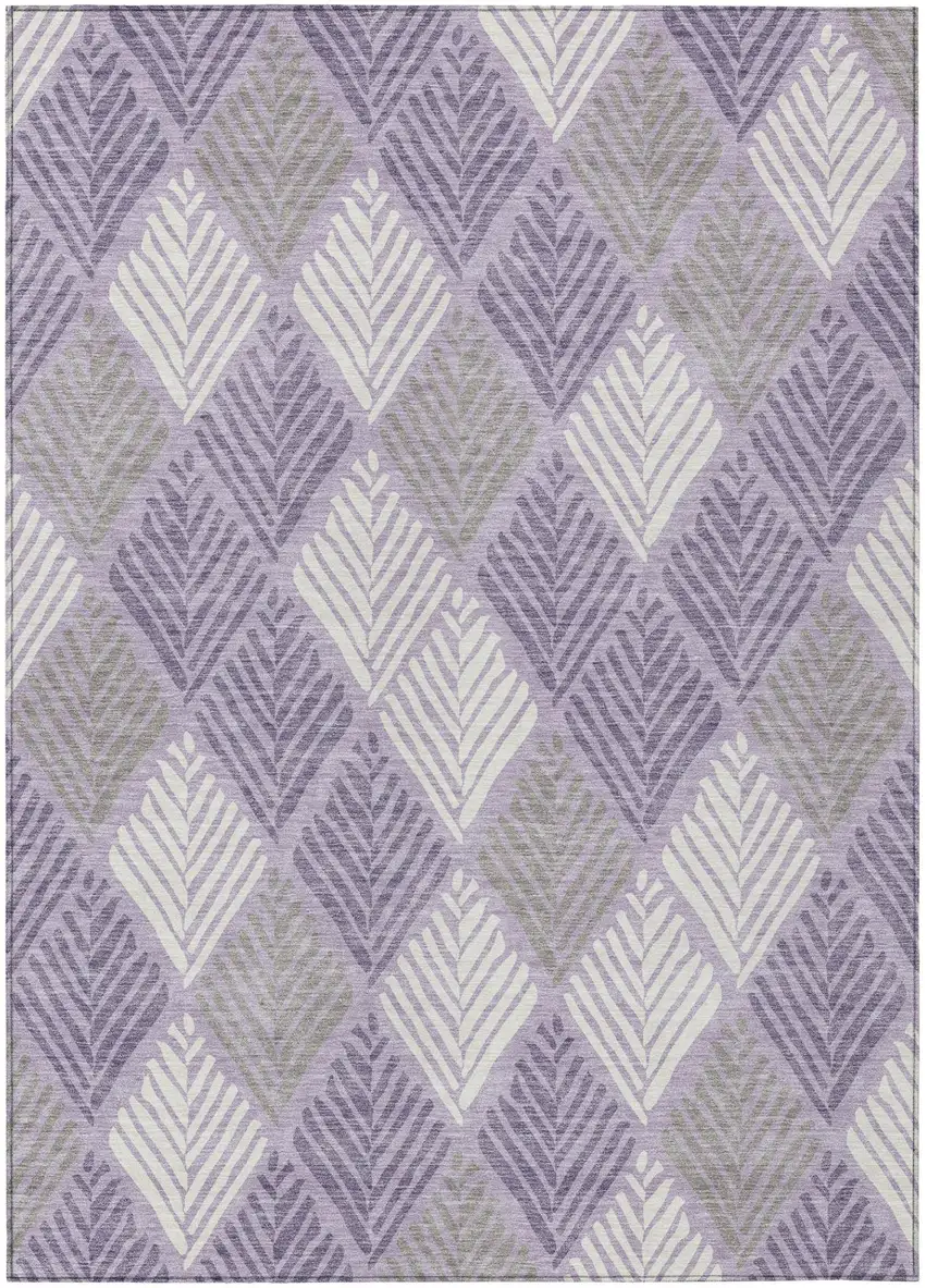 Lavender And Purple Geometric Washable Indoor Outdoor Area Rug Photo 2