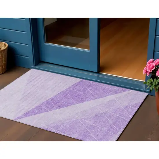 Lavender And Purple Geometric Washable Indoor Outdoor Area Rug Photo 1