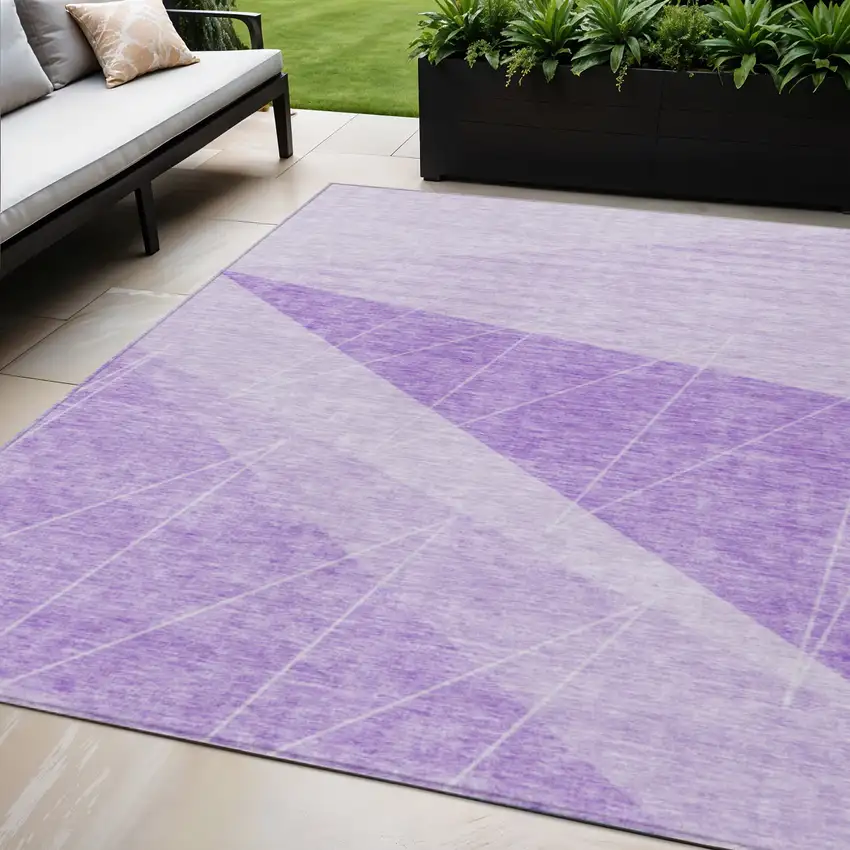 Lavender And Purple Geometric Washable Indoor Outdoor Area Rug Photo 1