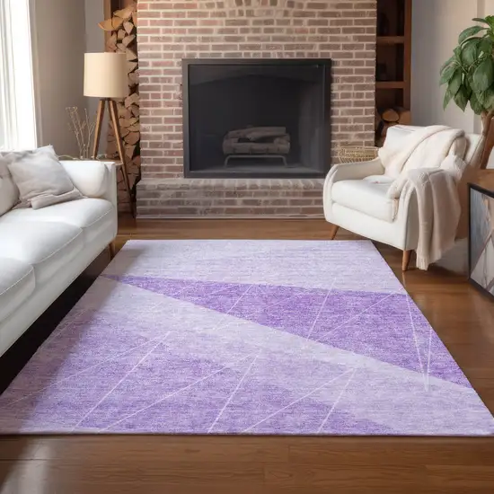 Lavender And Purple Geometric Washable Indoor Outdoor Area Rug Photo 7