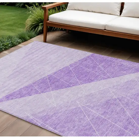 Lavender And Purple Geometric Washable Indoor Outdoor Area Rug Photo 1