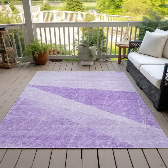 Lavender And Purple Geometric Washable Indoor Outdoor Area Rug Photo 9