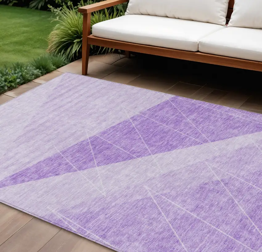 Lavender And Purple Geometric Washable Indoor Outdoor Area Rug Photo 1