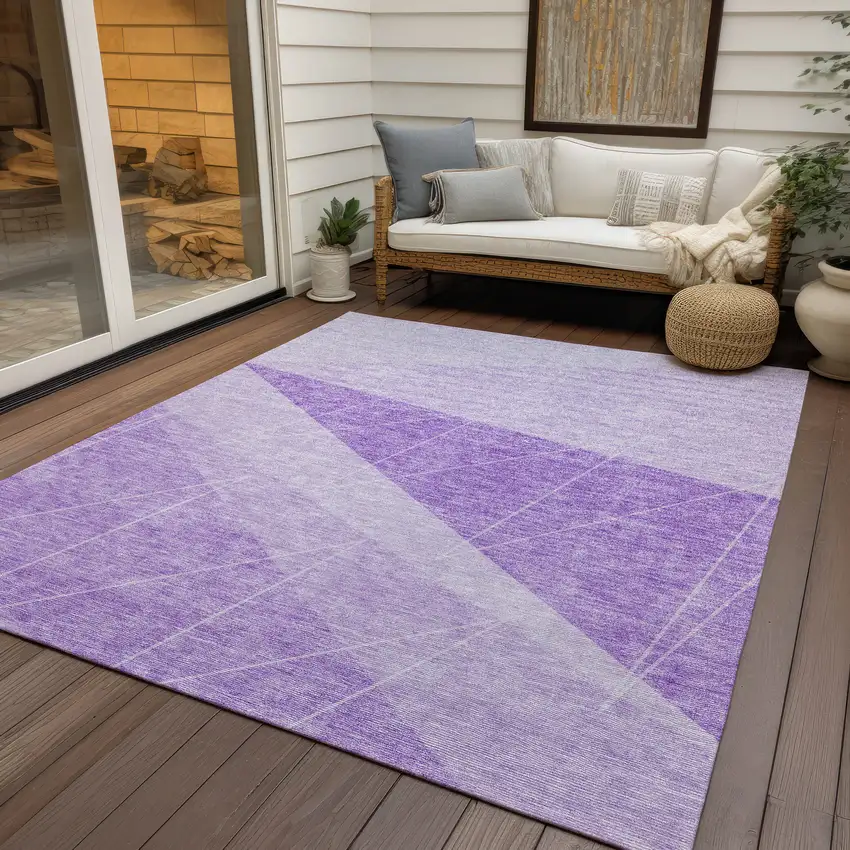 Lavender And Purple Geometric Washable Indoor Outdoor Area Rug Photo 5