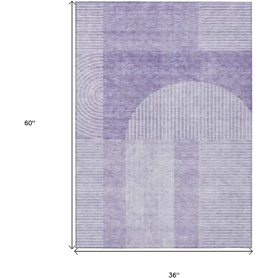 Lavender And Purple Geometric Washable Indoor Outdoor Area Rug Photo 3