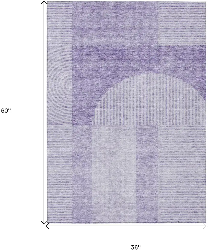 Lavender And Purple Geometric Washable Indoor Outdoor Area Rug Photo 3