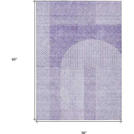 Lavender And Purple Geometric Washable Indoor Outdoor Area Rug Photo 3