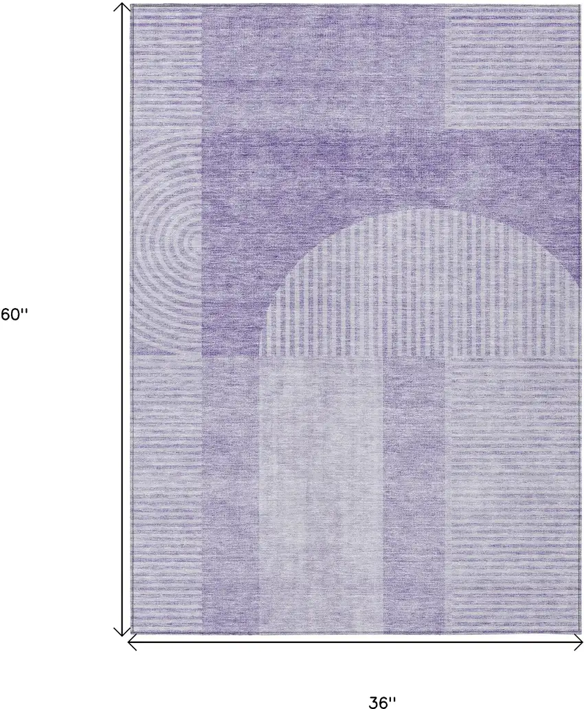 Lavender And Purple Geometric Washable Indoor Outdoor Area Rug Photo 3
