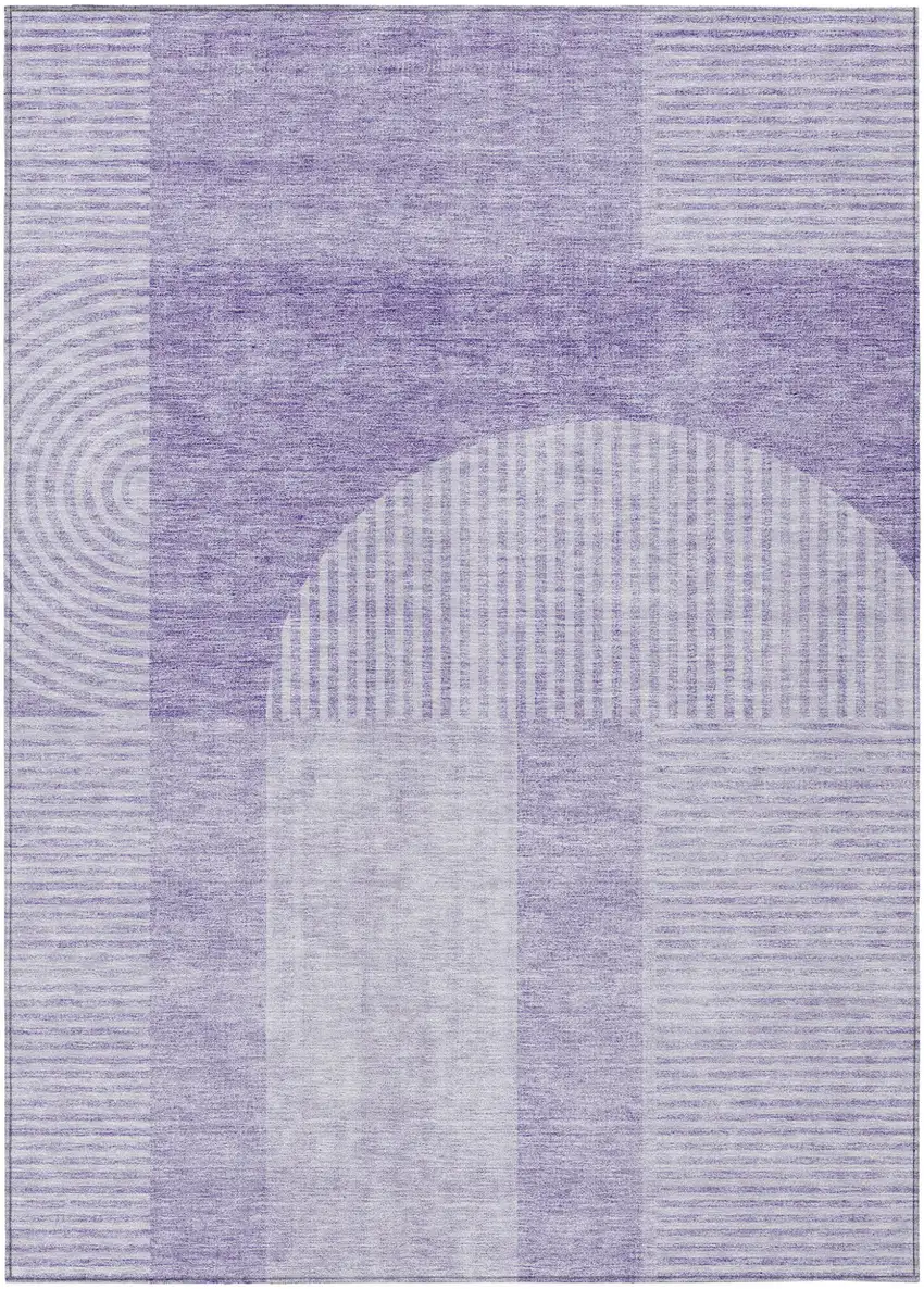 Lavender And Purple Geometric Washable Indoor Outdoor Area Rug Photo 1