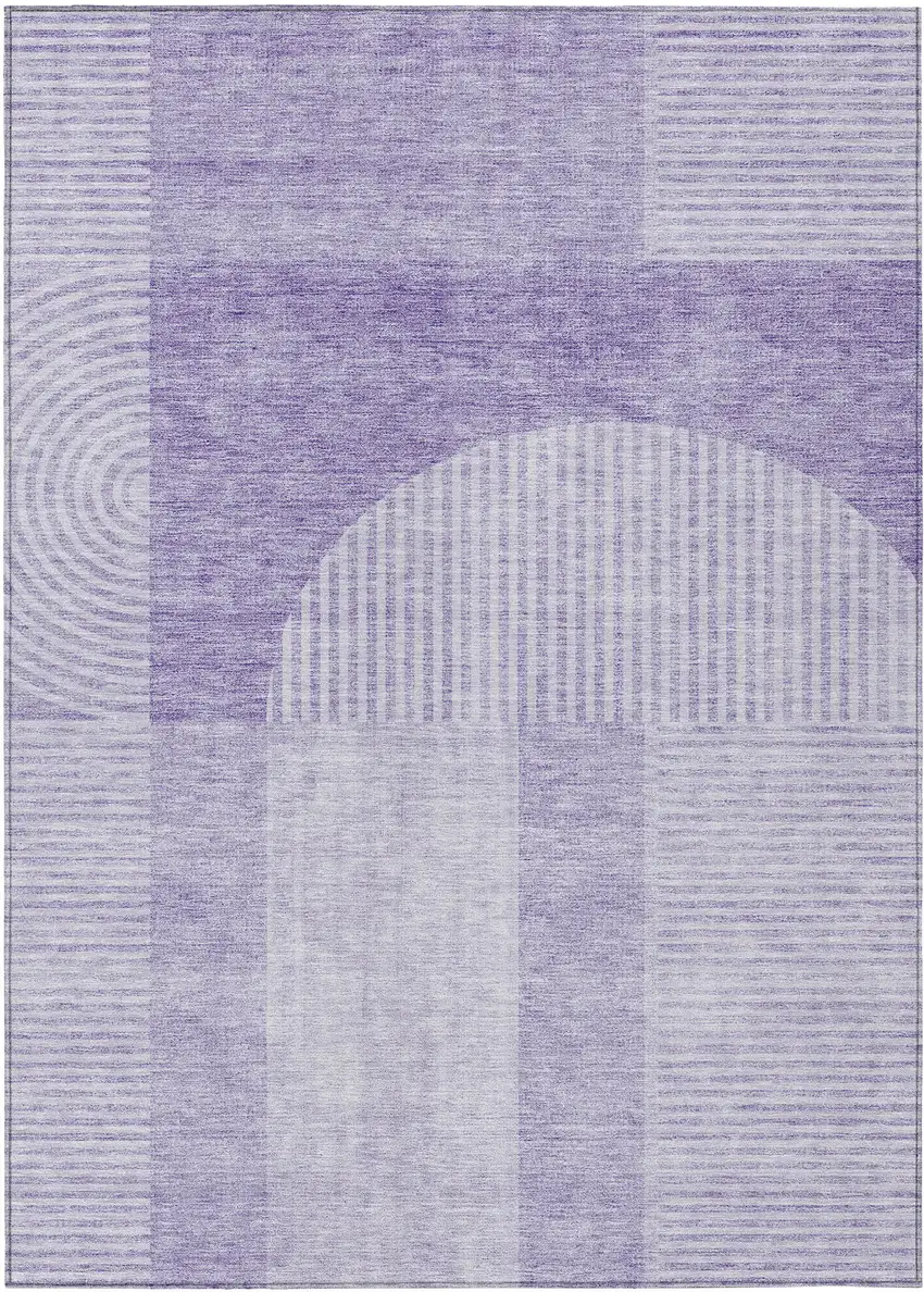 Lavender And Purple Geometric Washable Indoor Outdoor Area Rug Photo 1