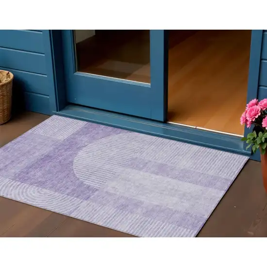 Lavender And Purple Geometric Washable Indoor Outdoor Area Rug Photo 1