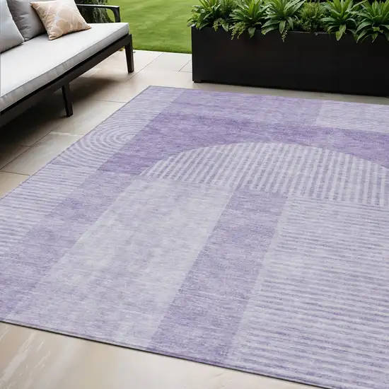 Lavender And Purple Geometric Washable Indoor Outdoor Area Rug Photo 1