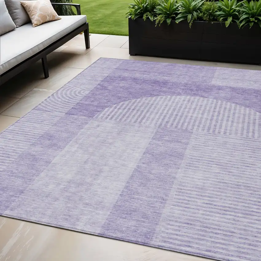 Lavender And Purple Geometric Washable Indoor Outdoor Area Rug Photo 1