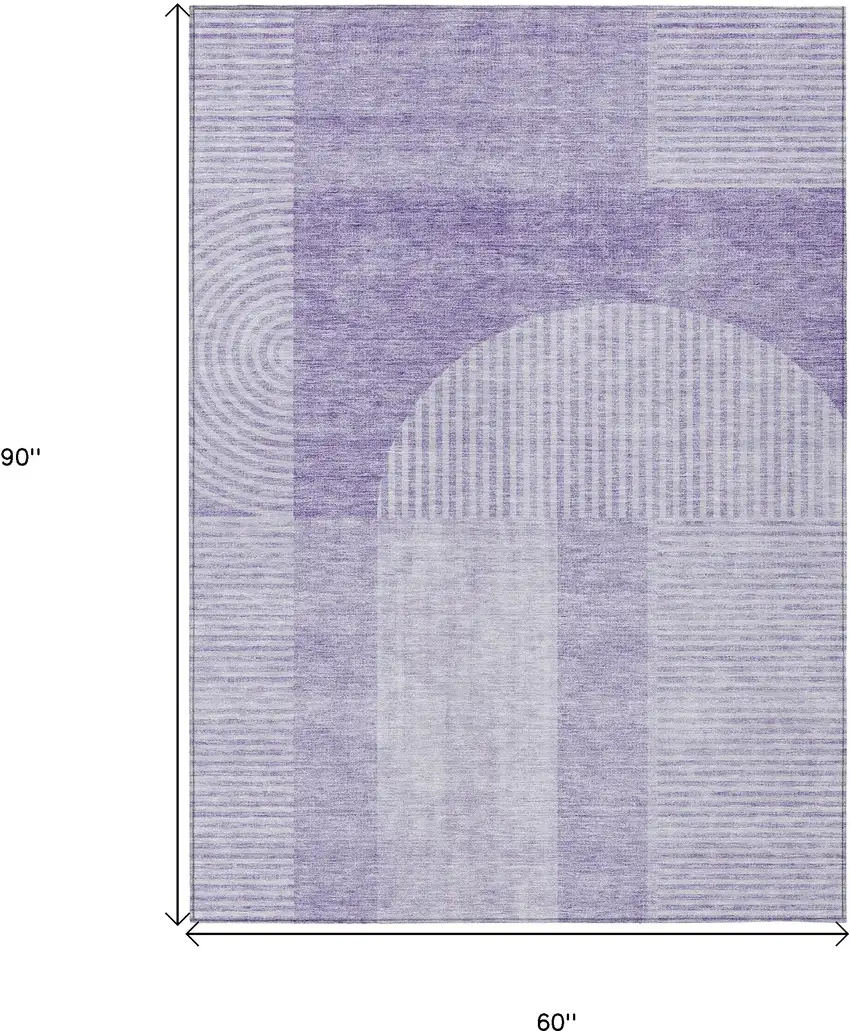Lavender And Purple Geometric Washable Indoor Outdoor Area Rug Photo 3