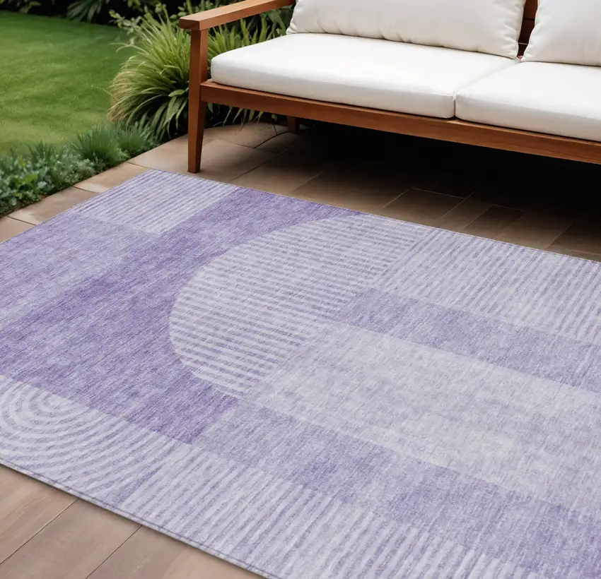 Lavender And Purple Geometric Washable Indoor Outdoor Area Rug Photo 2