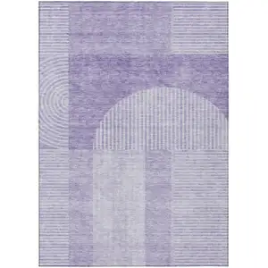 Photo of Lavender And Purple Geometric Washable Indoor Outdoor Area Rug